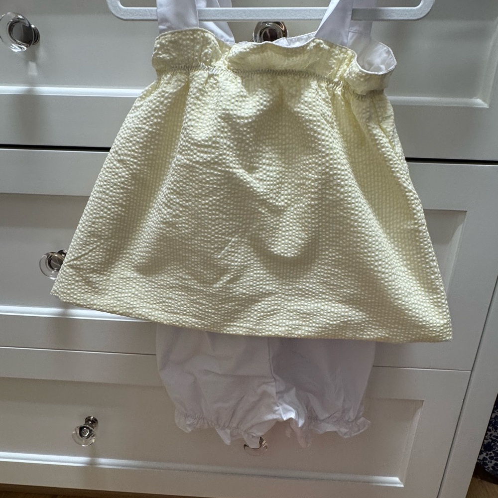 The Beaufort Bonnet Company Yellow and White Diaper Cover Set